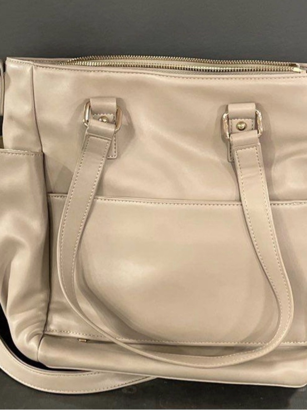 White Elm Taupe Carina Tote Bag from smoke free home - Picture 2 of 8